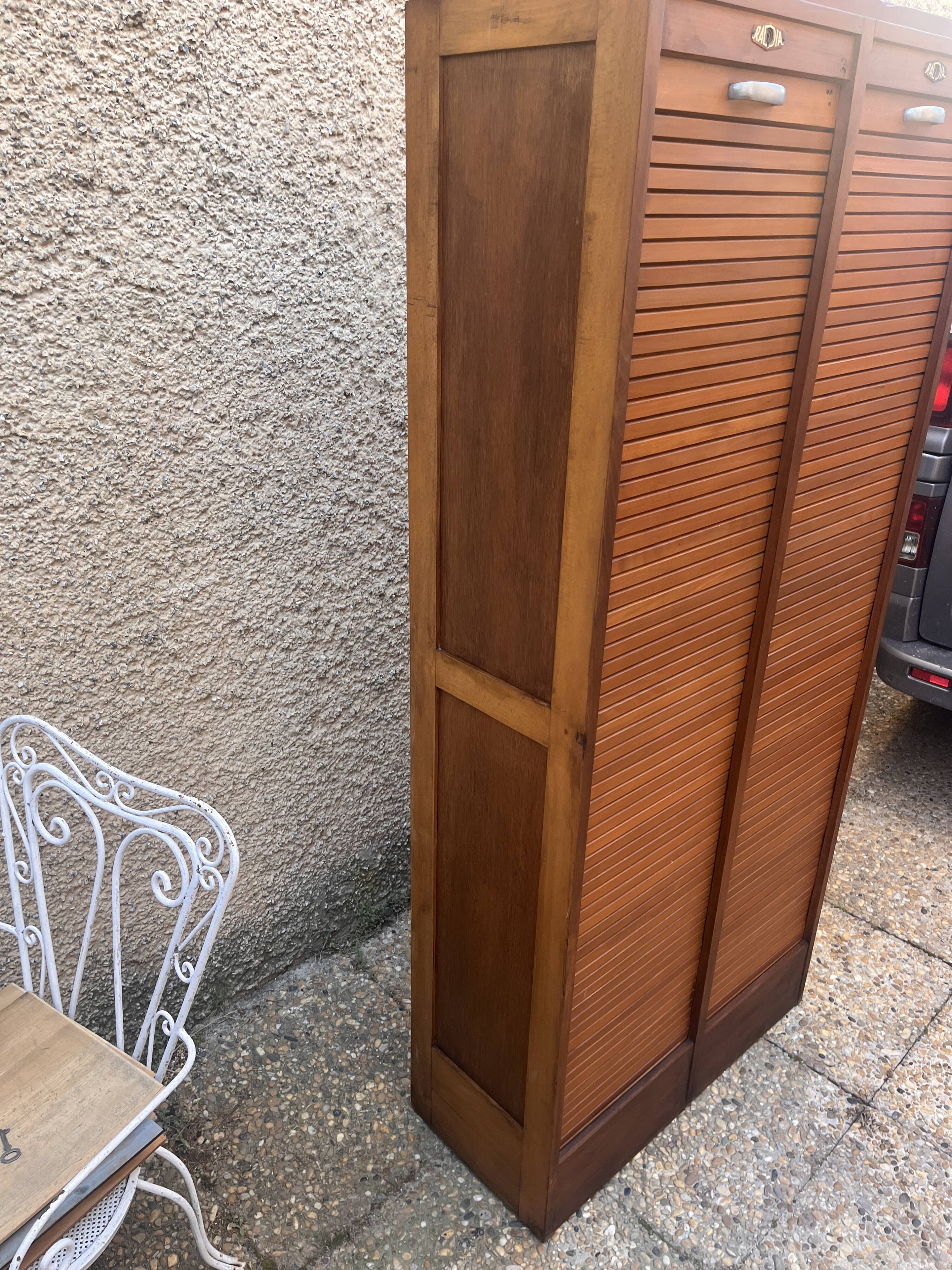 Classeur double à rideaux en bois Radia, années 50-60