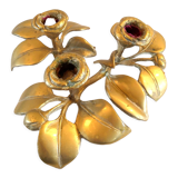 Bronze candle holder with three flowers design 60s - 70s