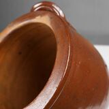 Grand pot en céramique brune émaillée, Belgique, années 1800.