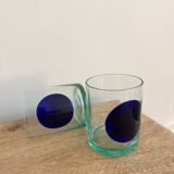 Verre soufflé artisanal avec insert bleu