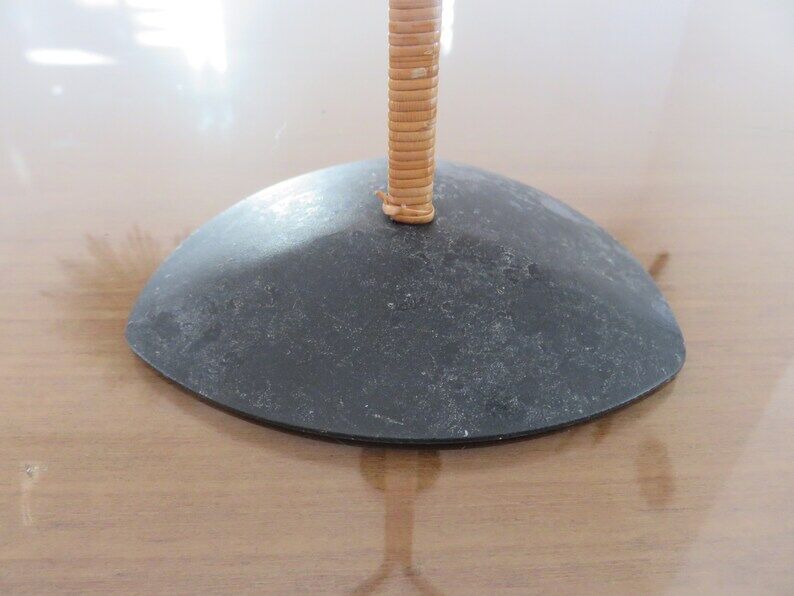Scandinavian candle holder " LAURIDS LONBORG " metal and rattan 60s