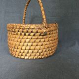 Woven straw handle basket