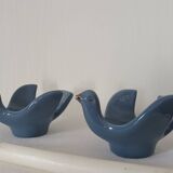 Pair of vintage Italian ceramic bird candlesticks
