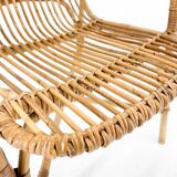 Fauteuil en rotin du milieu du siècle, Tchécoslovaquie, années 1970