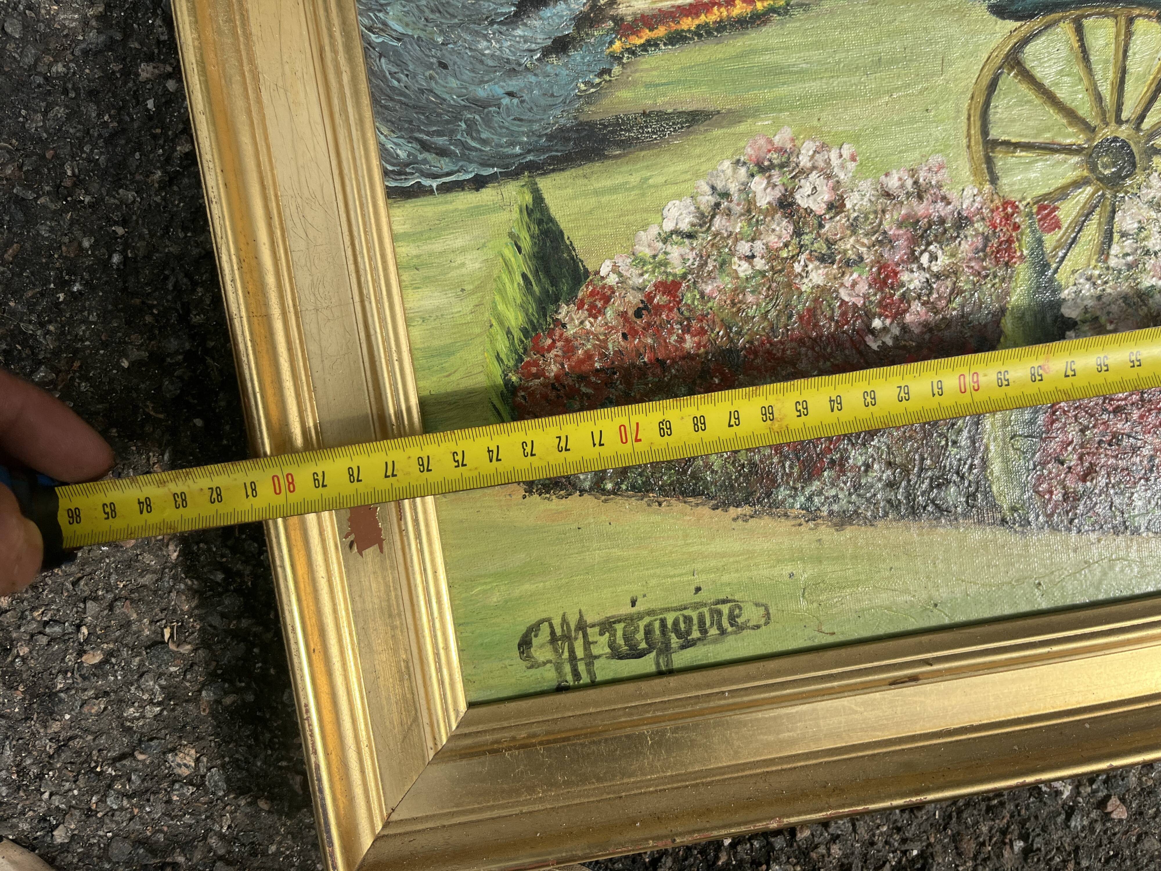 Tableau bouquet de fleurs style impressionniste cadre doré