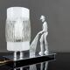 Rare Art Deco "Fire Soldier" Chromed Bronze Lamp, Poland, 1950-60