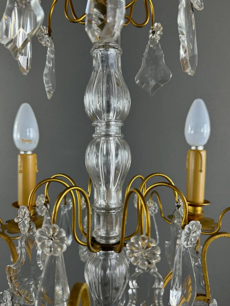 Lustre en cristal et bronze doré, début XXe siècle