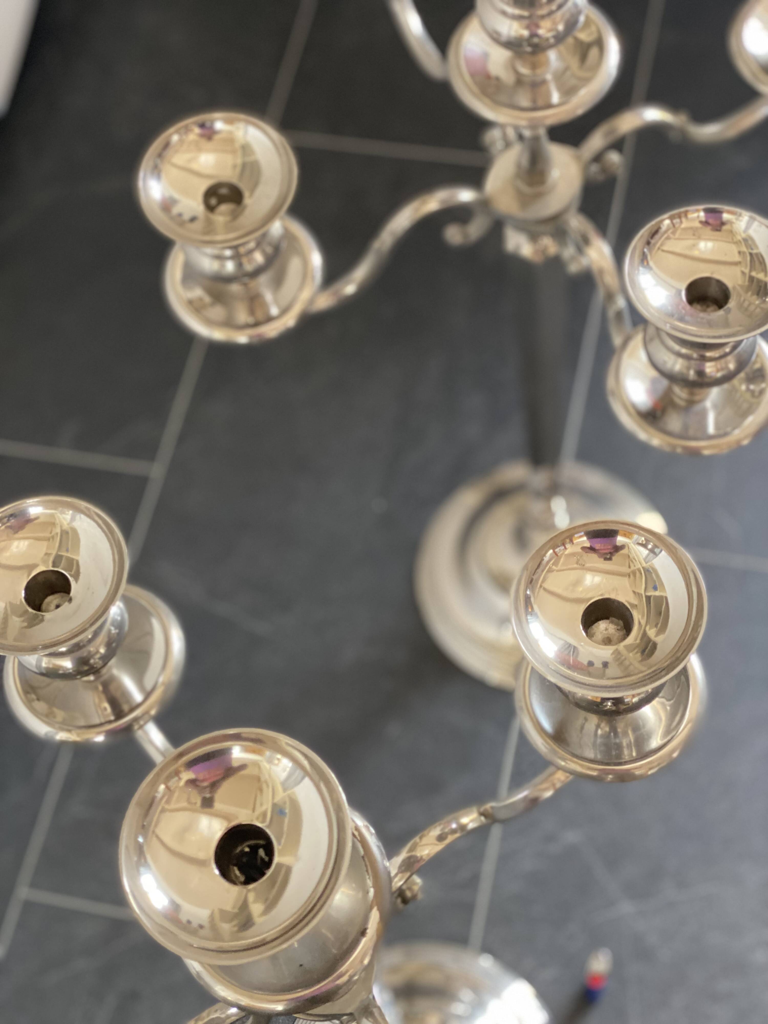 Pair of extra large floor metal candelabras