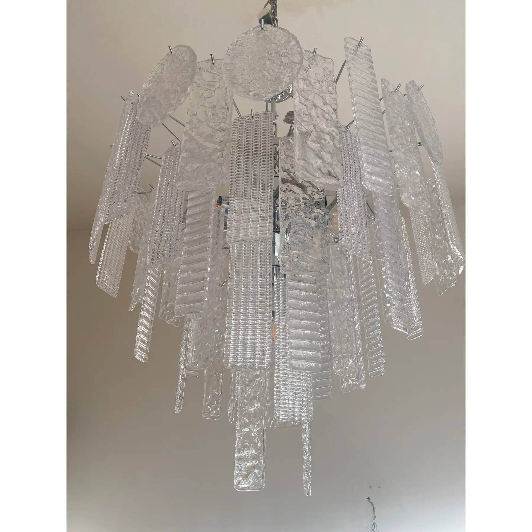 Art Deco Murano Glass Style Chandelier Clear Italian Sputnik Art by SimoEng