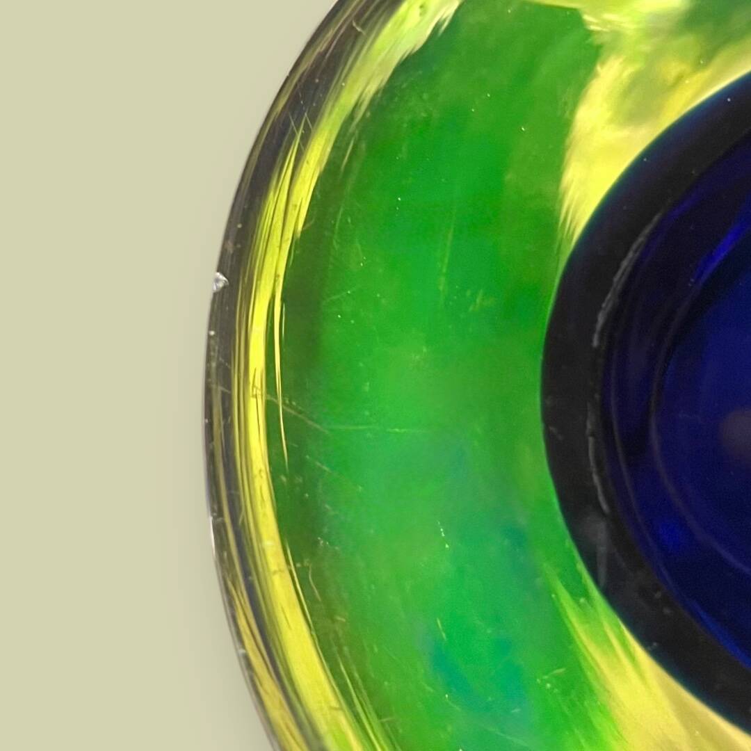 Ashtray or glass pocket tray in blue and green sommerso, Murano, 1960s