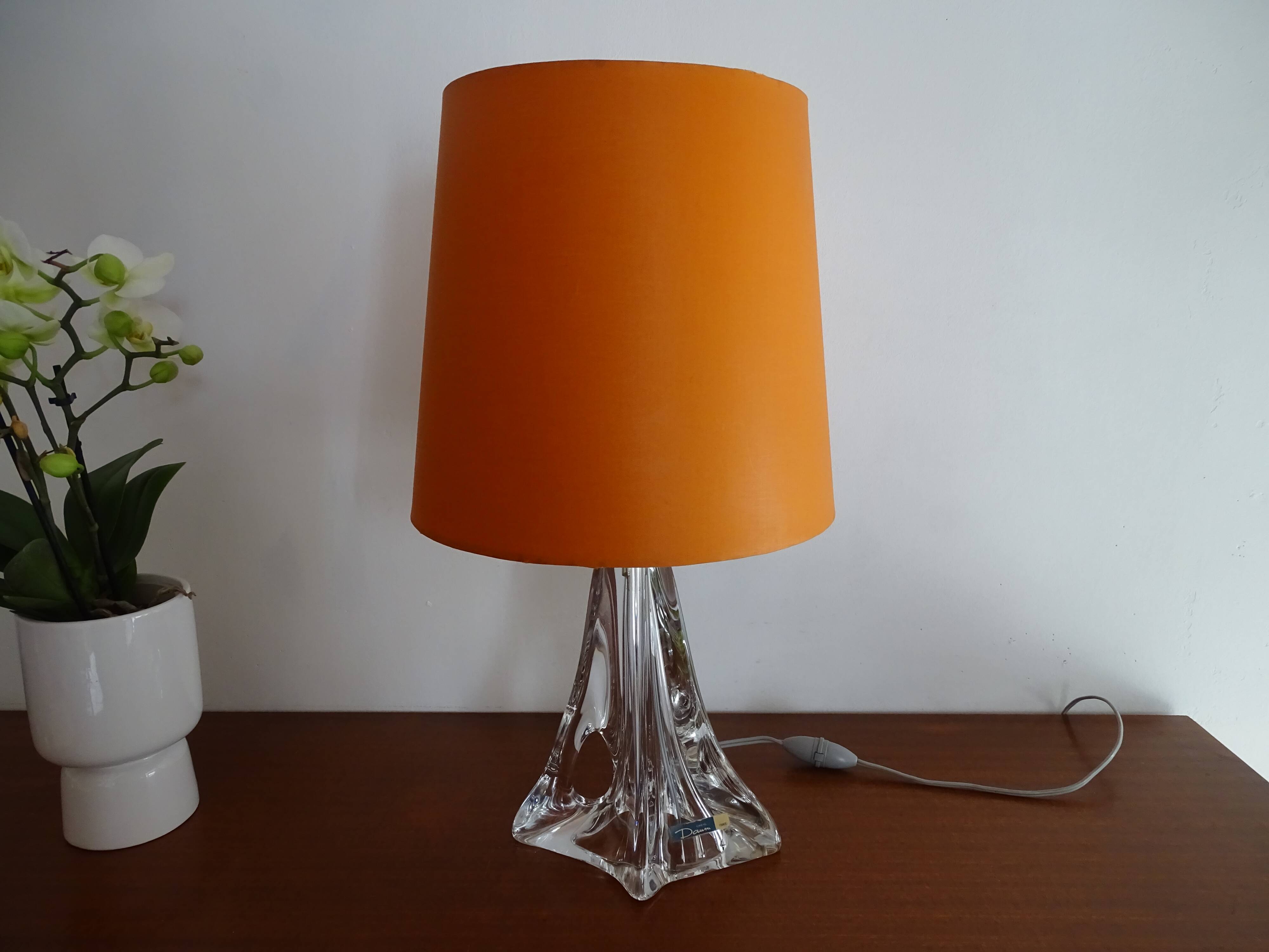 Daum France 1960 crystal lamp signed and labeled - 46 cm