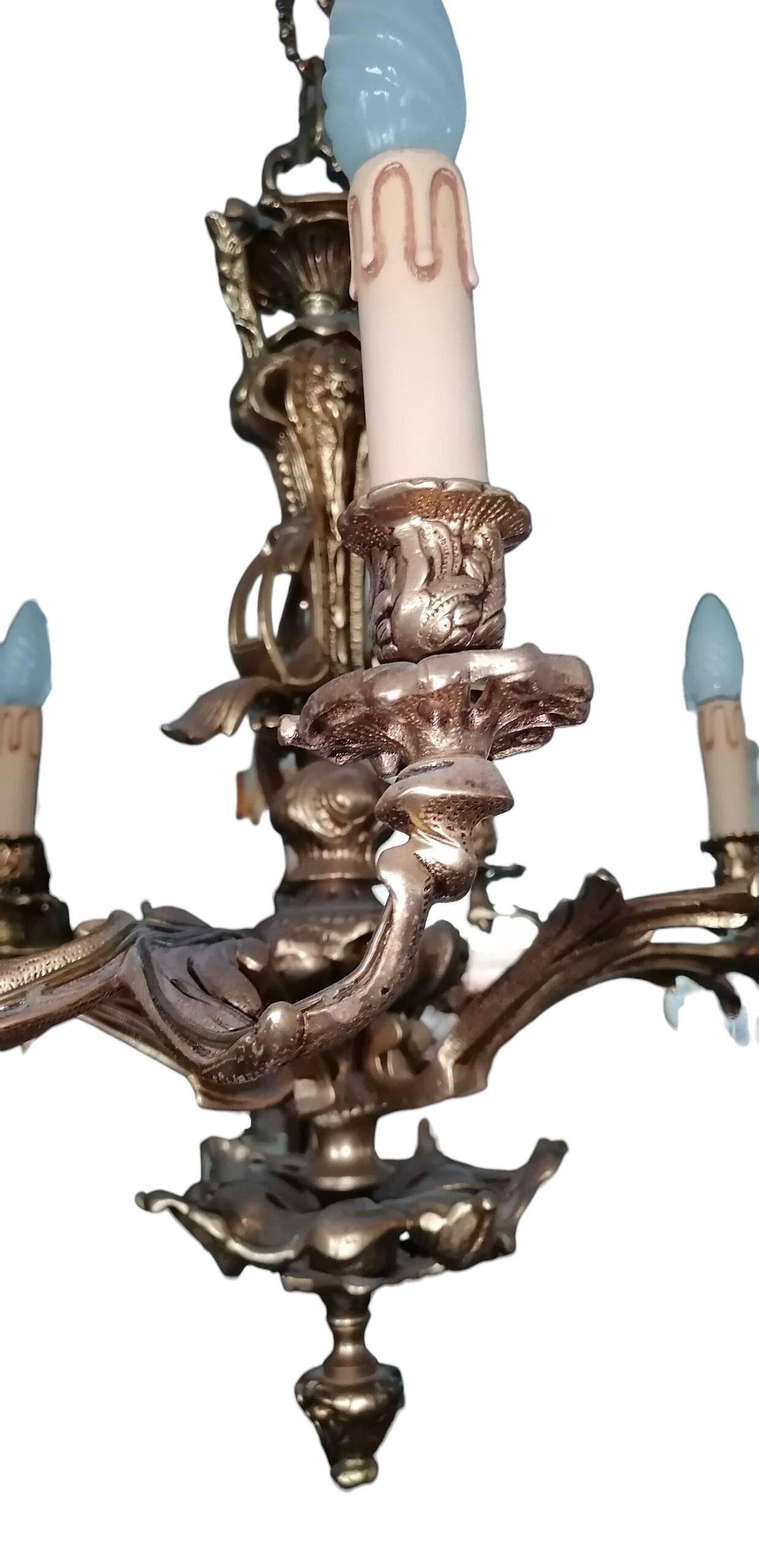 Lampadario in bronzo a 12 luci in stile Luigi XVI