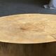 Coffee table, four-legged low table in natural solid monoxyle mango wood.