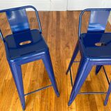 Pair of blue Tolix high chairs