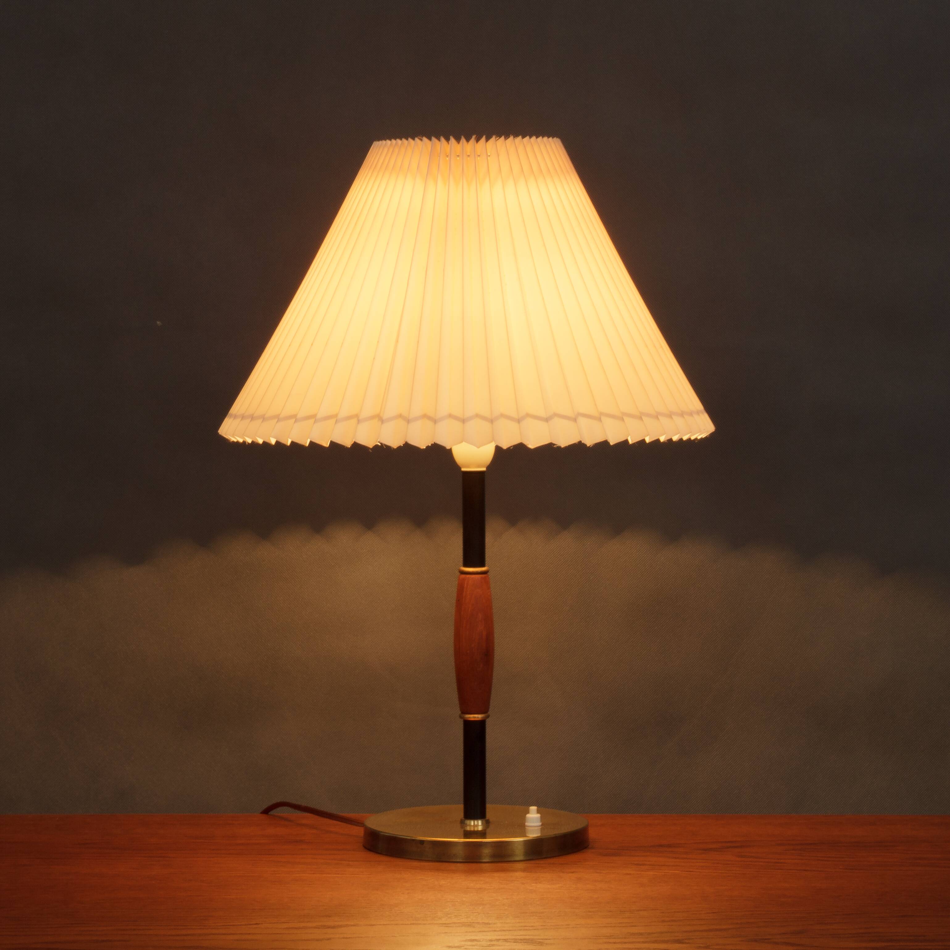 Brass and teak desk lamp