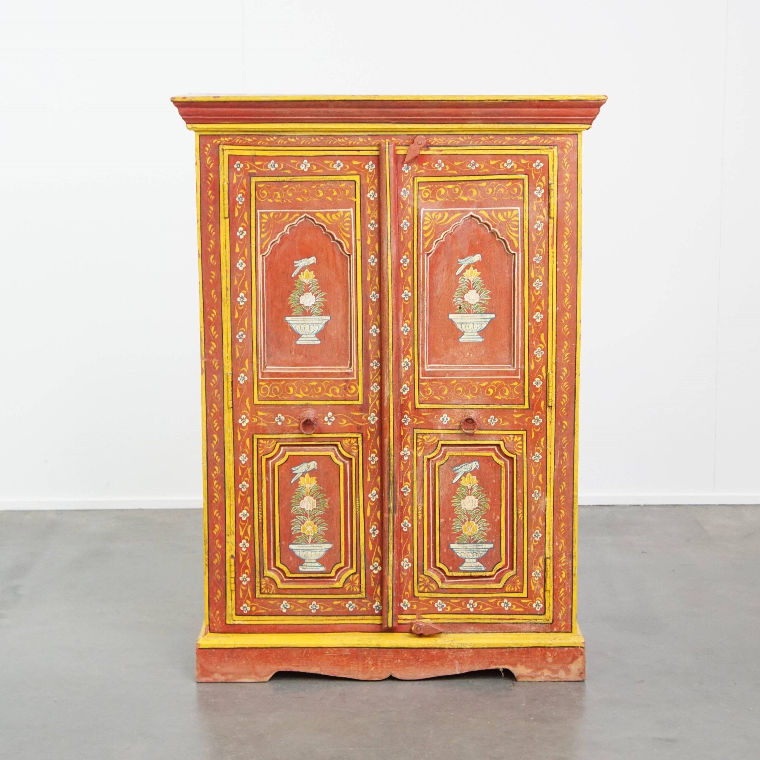 Antique painted folk art cabinet