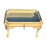 Coffee table/display cabinet in painted polychrome wood.