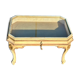 Table basse, vitrine d’exposition en bois peint polychrome