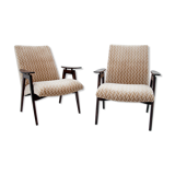 Two beige vintage armchairs, Jaroslav Šmídek for Jitona, Czechoslovakia, 1960s