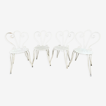 4 chaises en fer forgée vintage