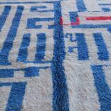 Moroccan Berber blessed ouarain rug modern blue and white