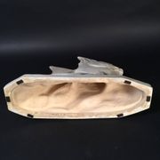 Salt-glazed stoneware sculpture, Roger Guérin, stylised fish, Art Deco