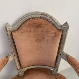Paire de fauteuils de style Louis XVI en hetre patiné XIX siècle