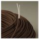 Sculpted wooden lamp, 2 m fabric cable, cotton shade.