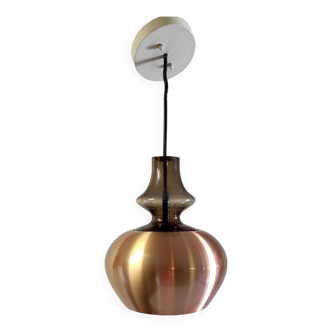 Scandinavian style pendant light in metal and glass - 60s/70s