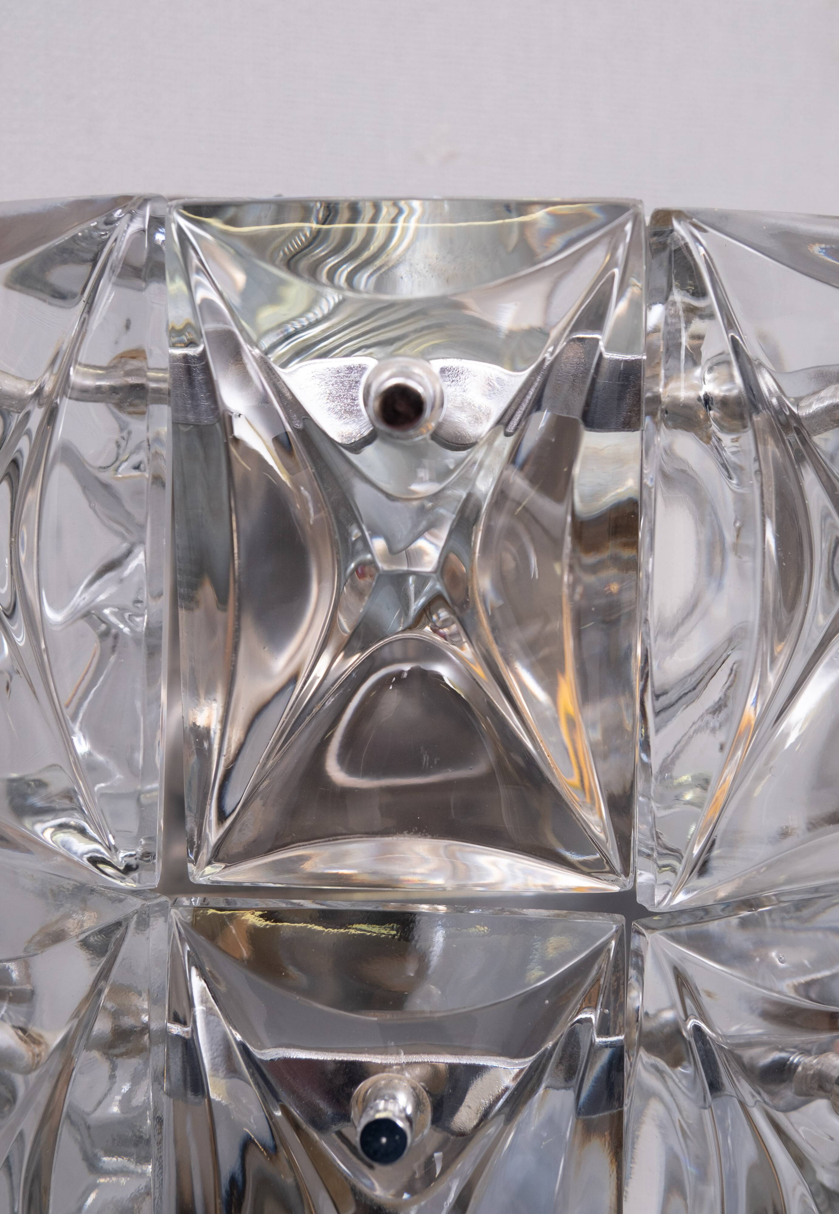 Grandes appliques murales en cristal Kinkeldy des années 1970, Allemagne.