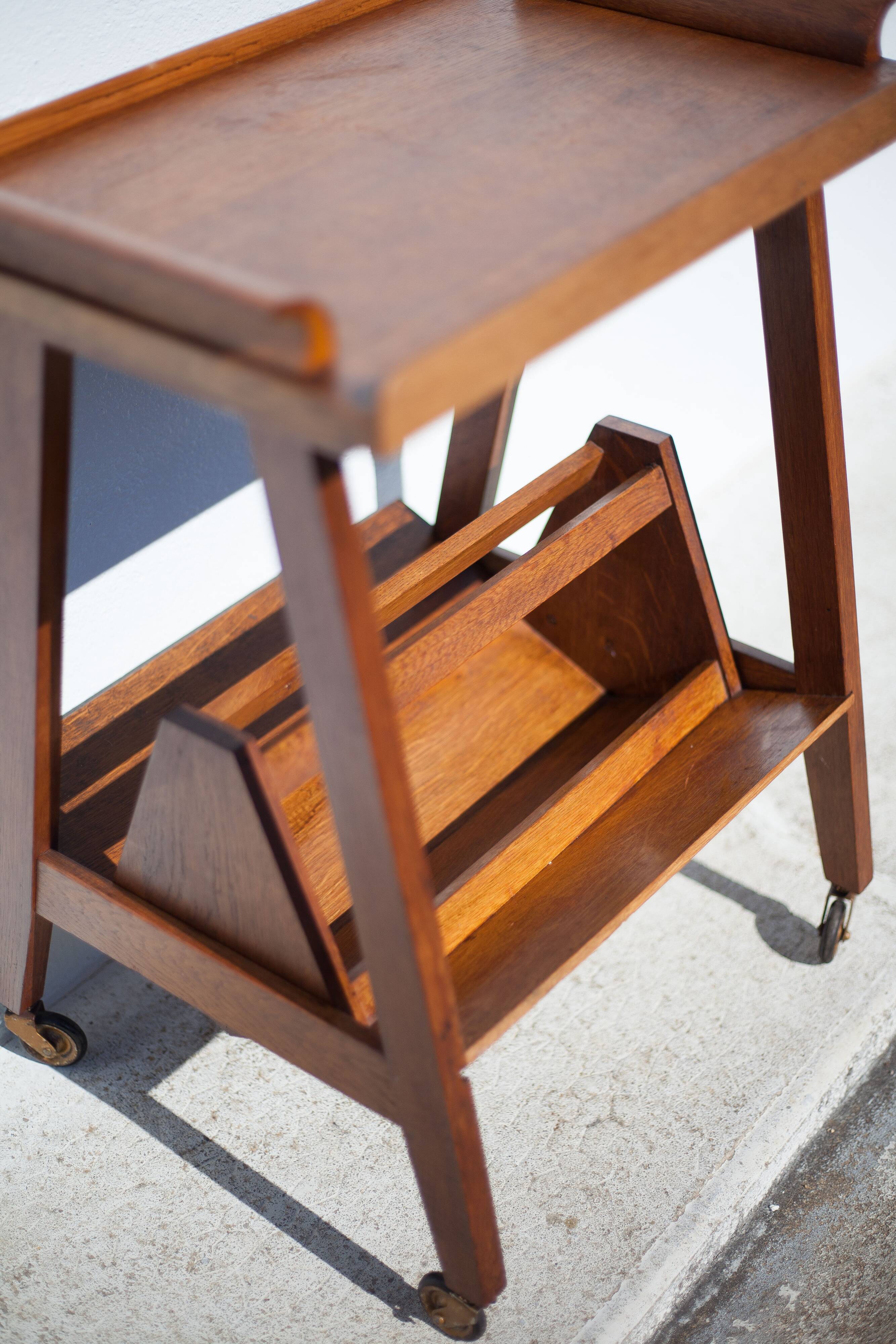 Wooden service on wheels