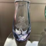 Kosta Boda Vintage Blown Glass Vase - Dancer & Purple Spiral