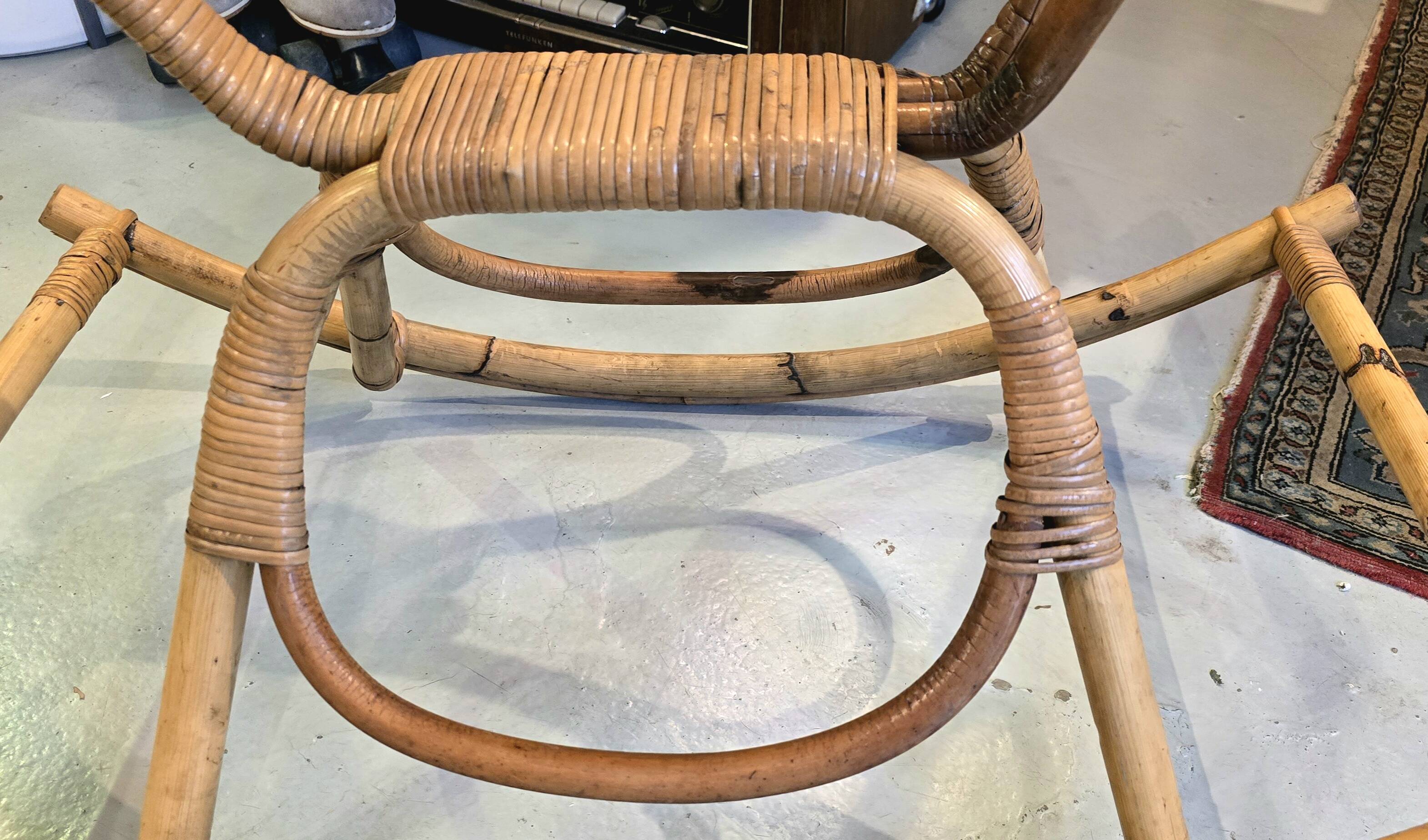 Vintage 1960s/70s rattan and bamboo rocking horse