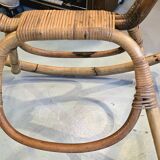 Vintage 1960s/70s rattan and bamboo rocking horse