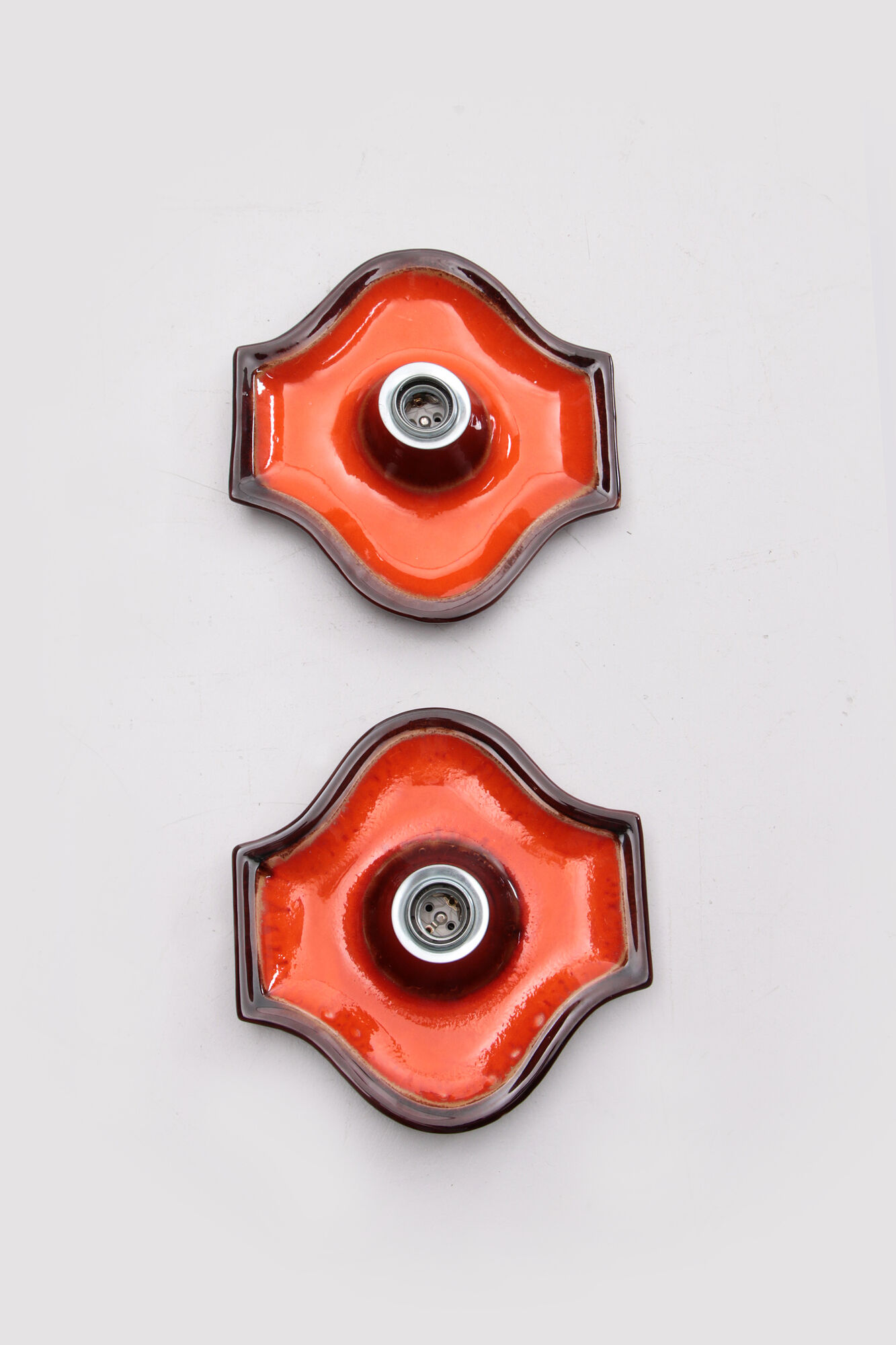 Vintage Set of 6 German ceramic wall lamps with head mirror lamp, 1960
