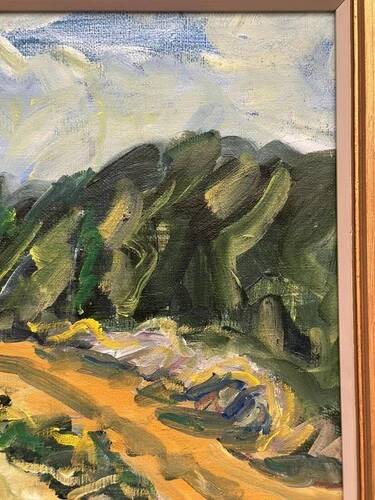 Swedish Oil on Canvas "Landskap" by Kersti Flyckt, Vintage & Framed 59×43cm