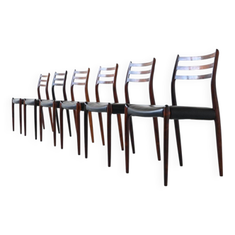 Niels Otto Moller 'model 78' dining chairs in rosewood Denmark 1962