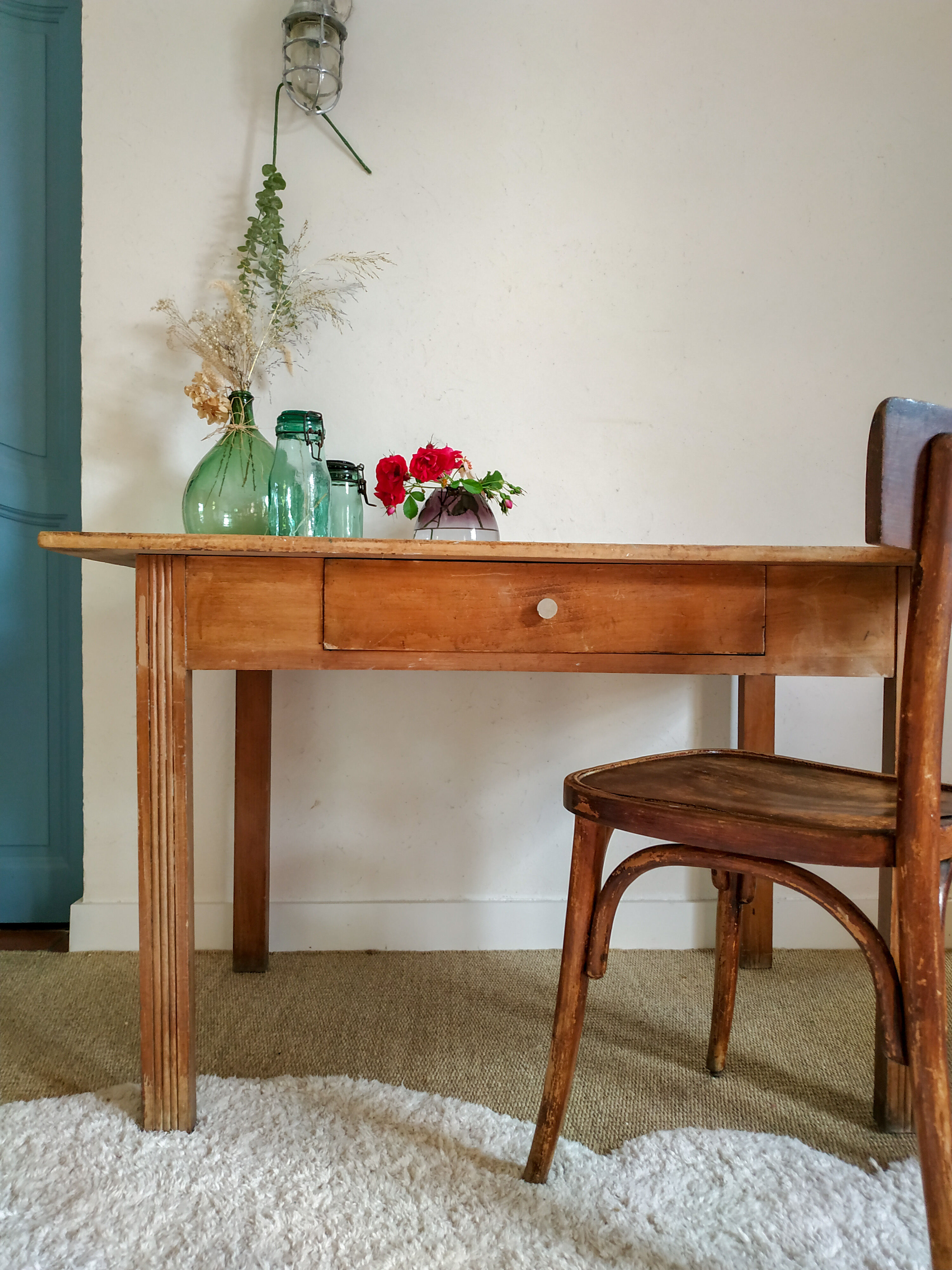 Old wooden farm table