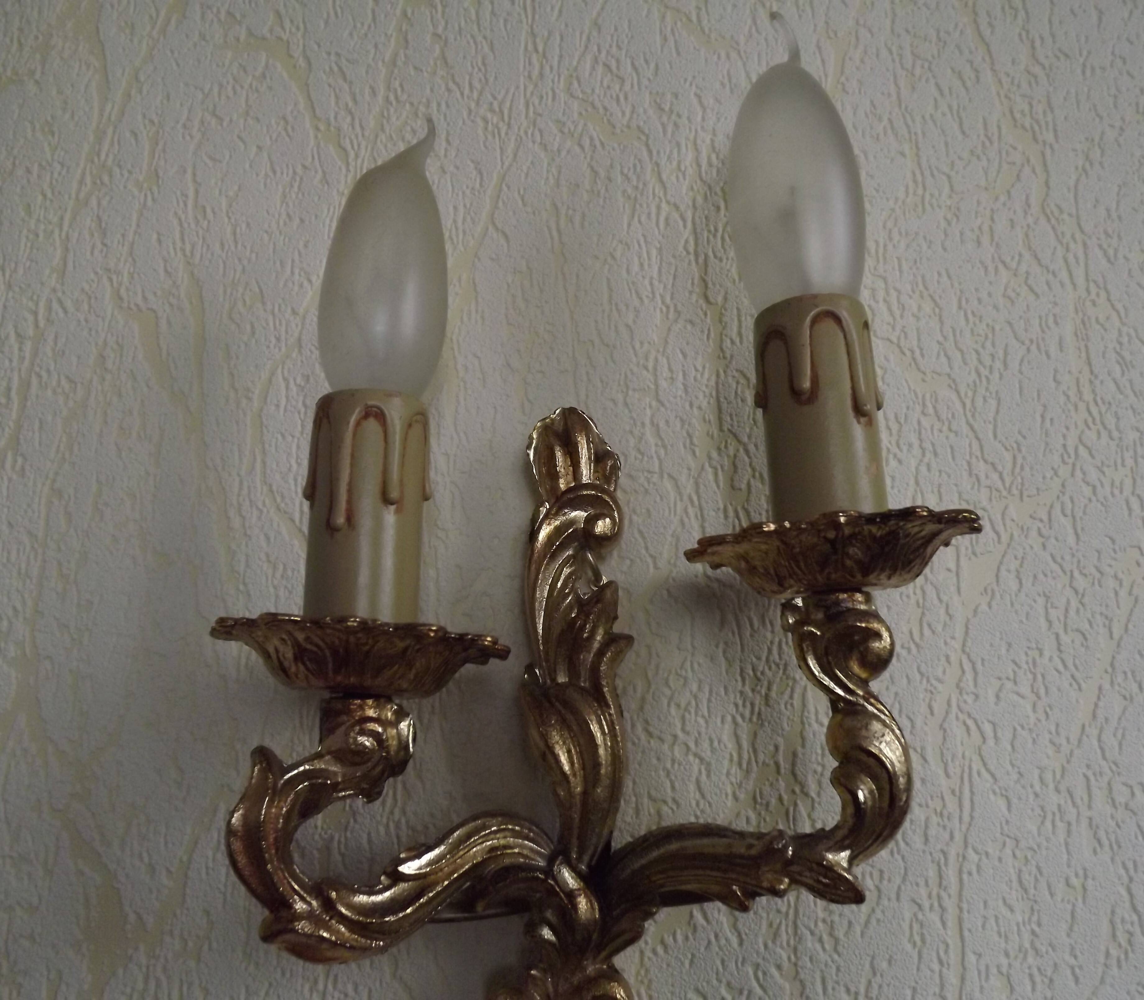 Brass wall lights.