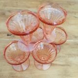 6 pink glass ice cups