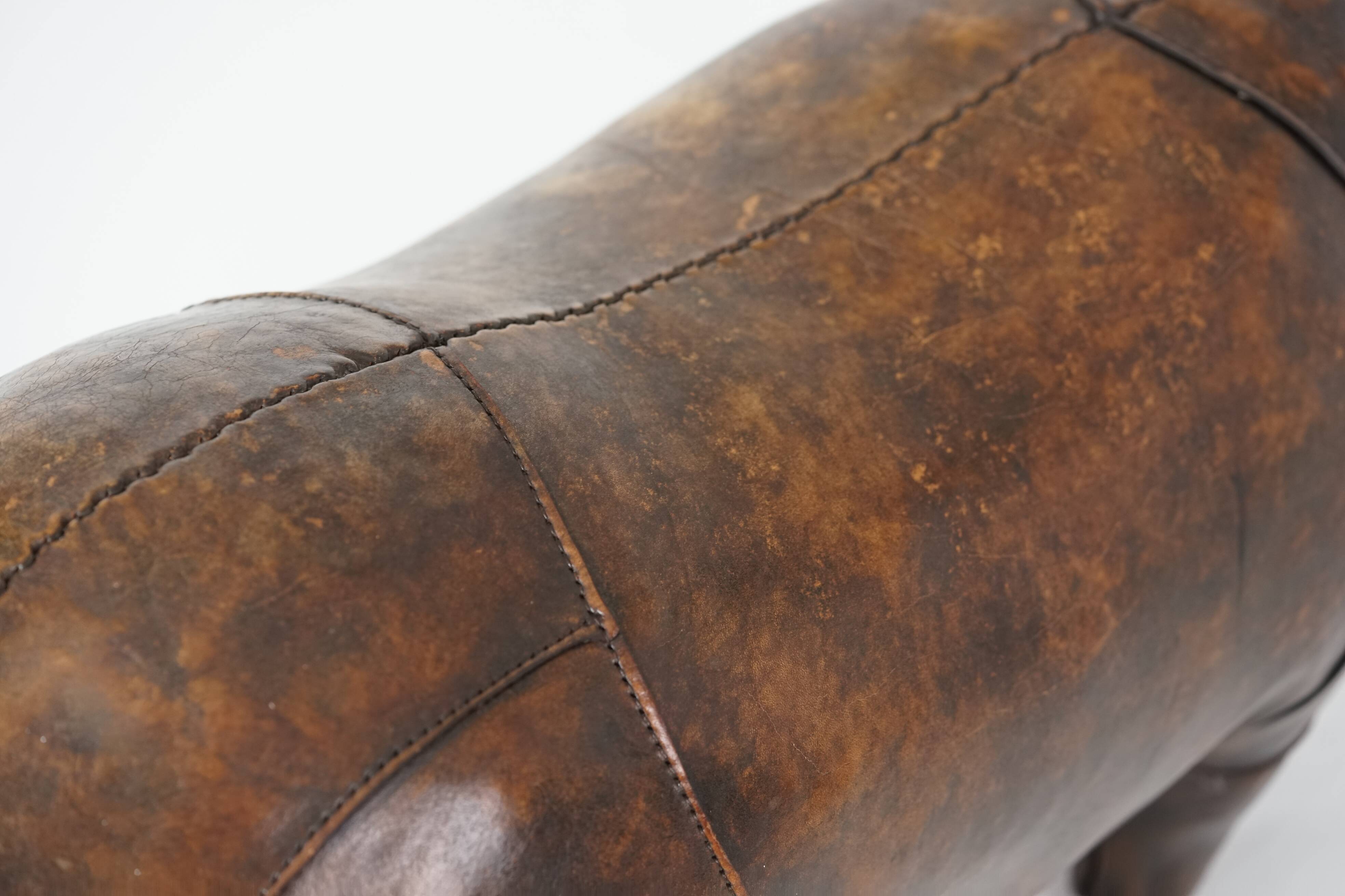 XL Rhinoceros Leather Footstool by Dimitri Omersa