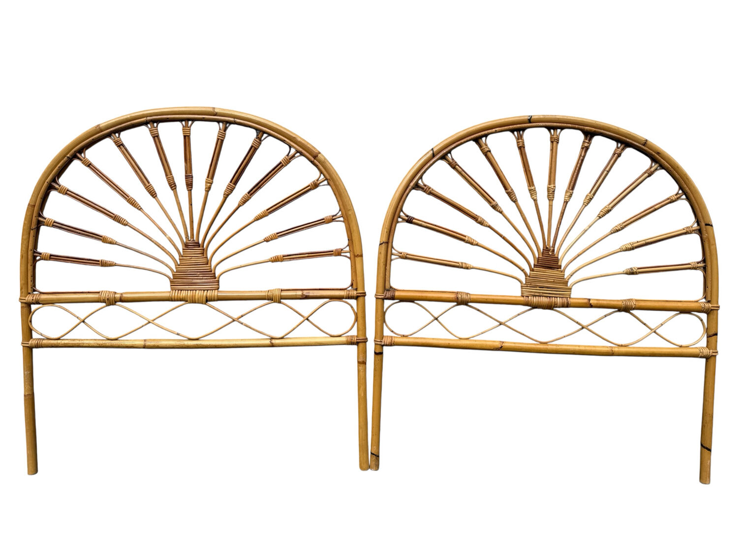 Pair of 1960s rattan headboards from France