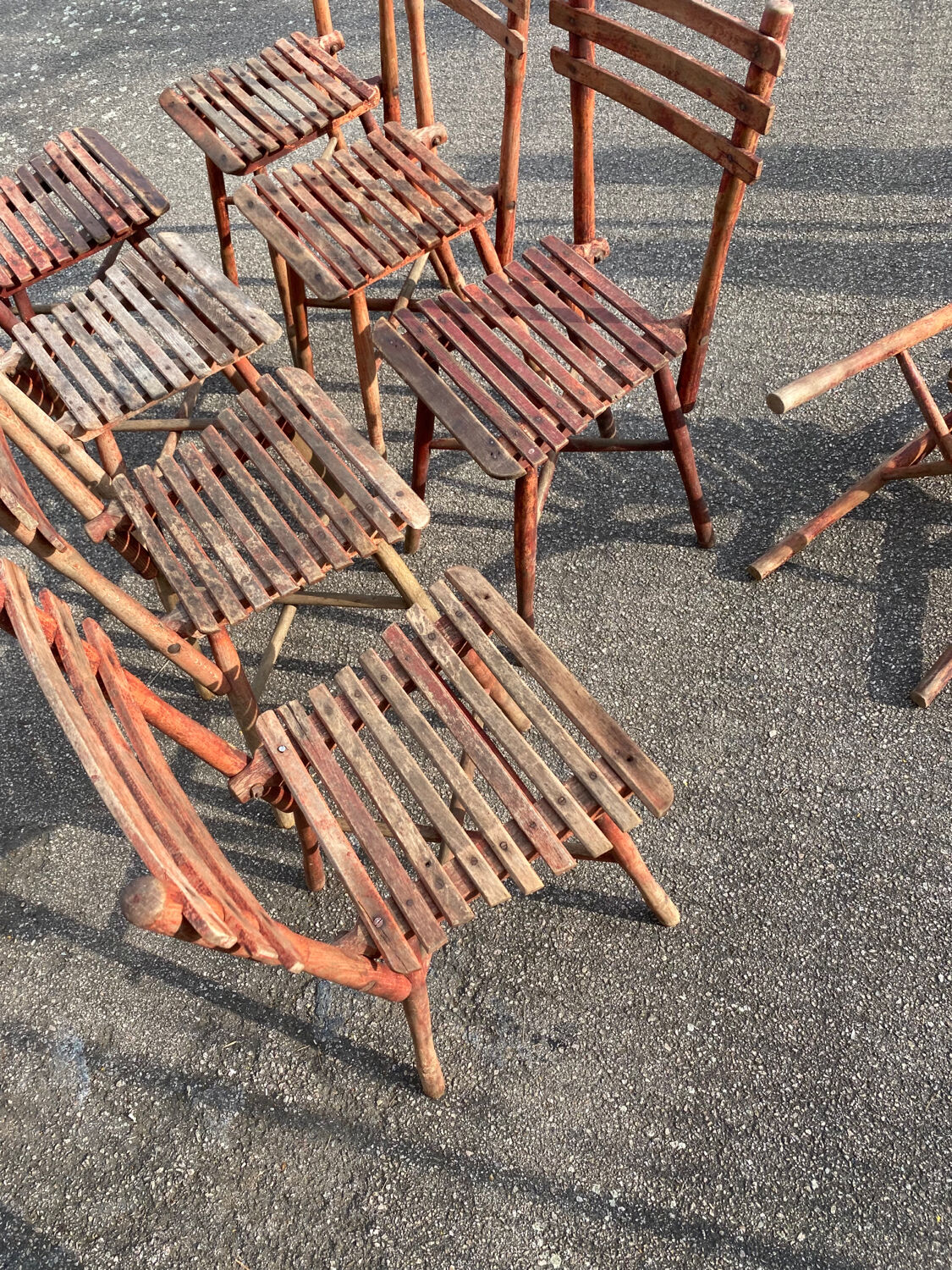 Set of 8 guinguette chairs 1920