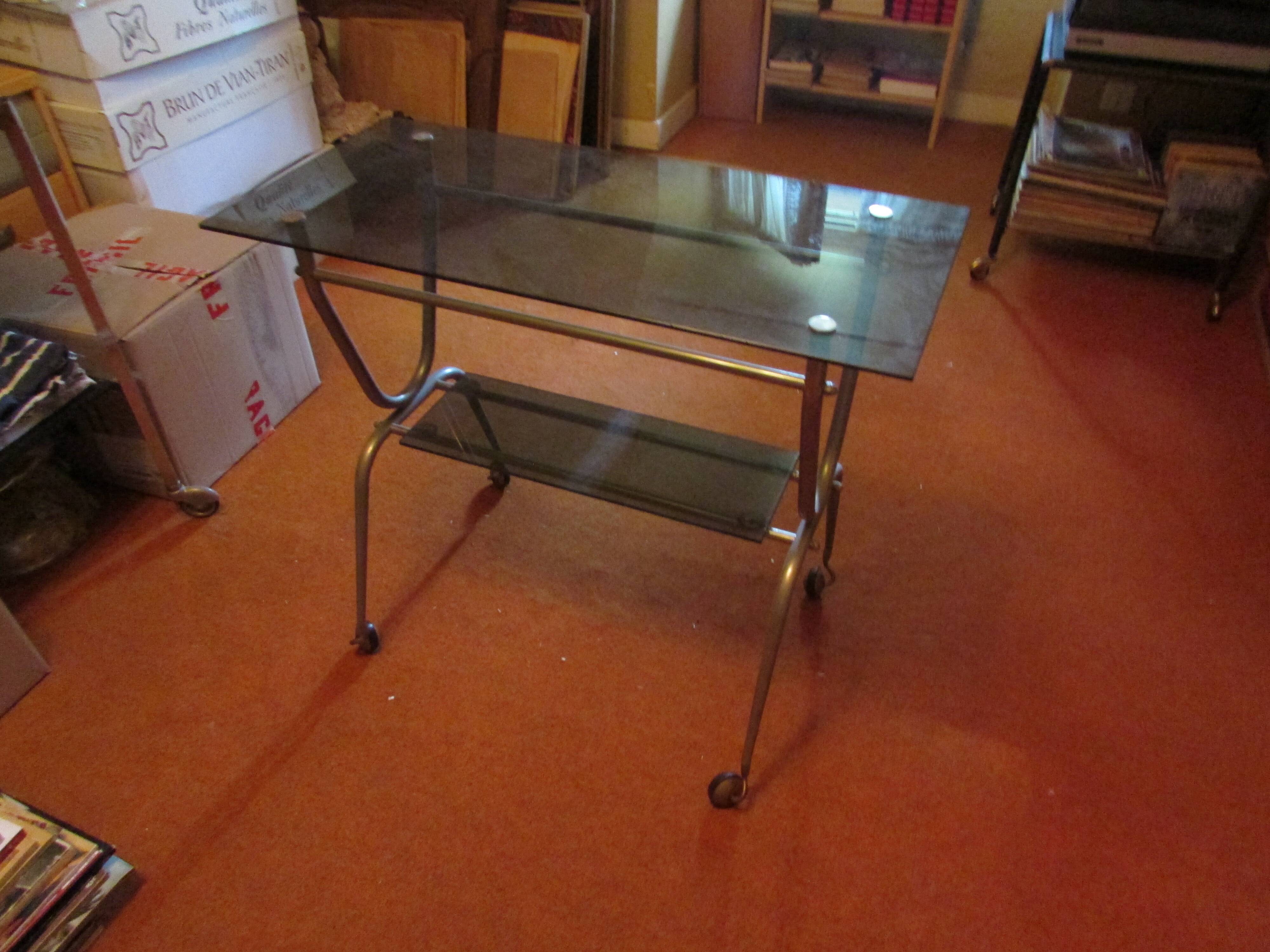 1970s glass and brass table