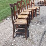 6 antique mulched chairs