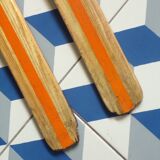 Pair of vintage wooden skis L=202cm