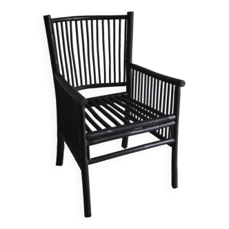 Blackened rattan armchair - mid. 20th century