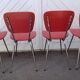 4 vintage Lafargue kitchen chairs in faux leather and chrome