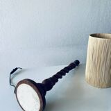 Turned wood lamp