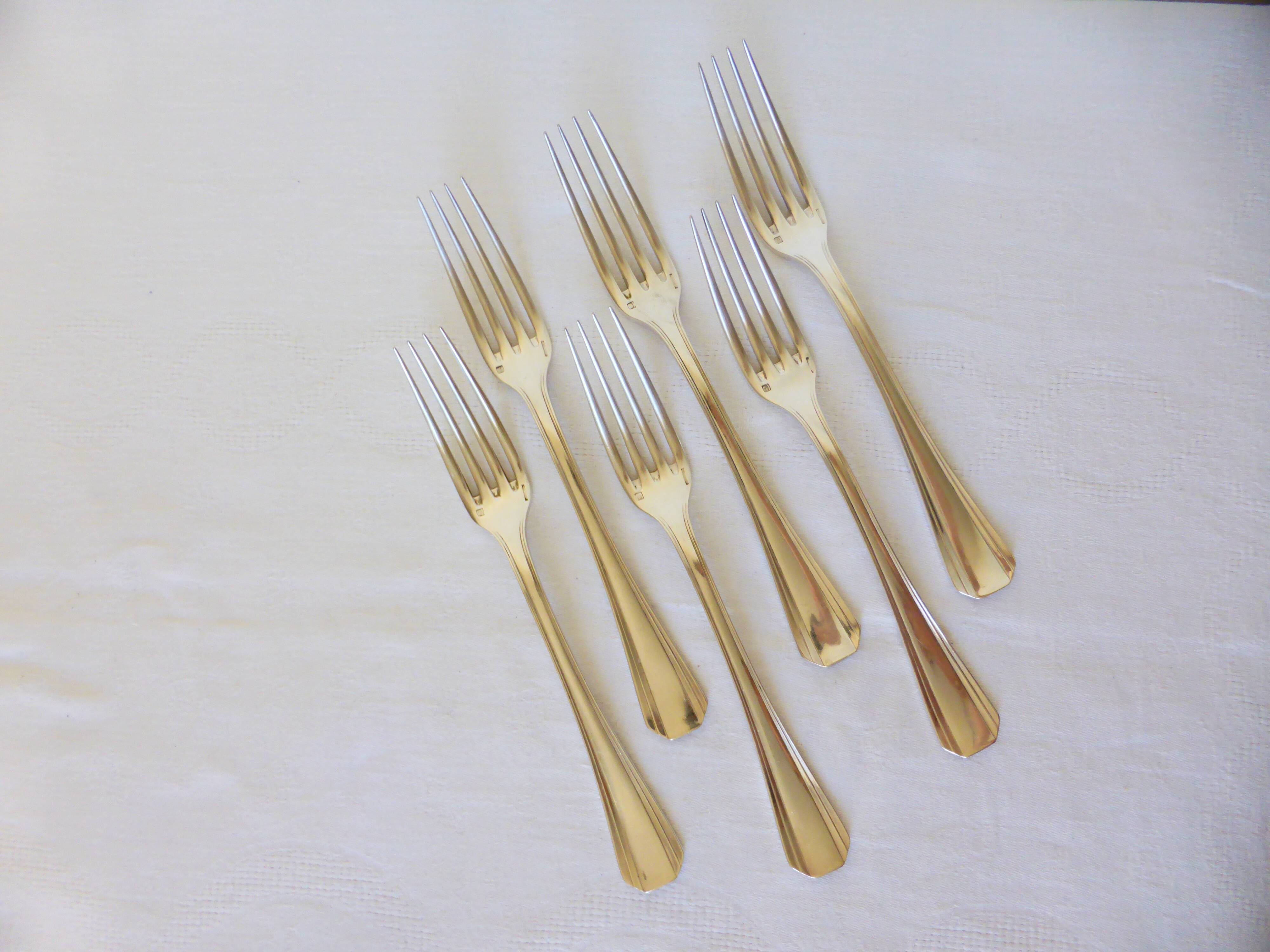 6 Christofle art deco style silver plated forks